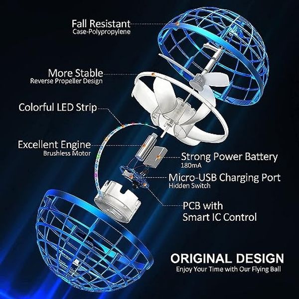 Flying Ball Toys, USB Rechargeable Built-in RGB Lights