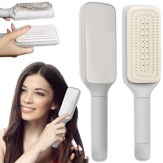 Antistatic self-cleaning hair detangling brush