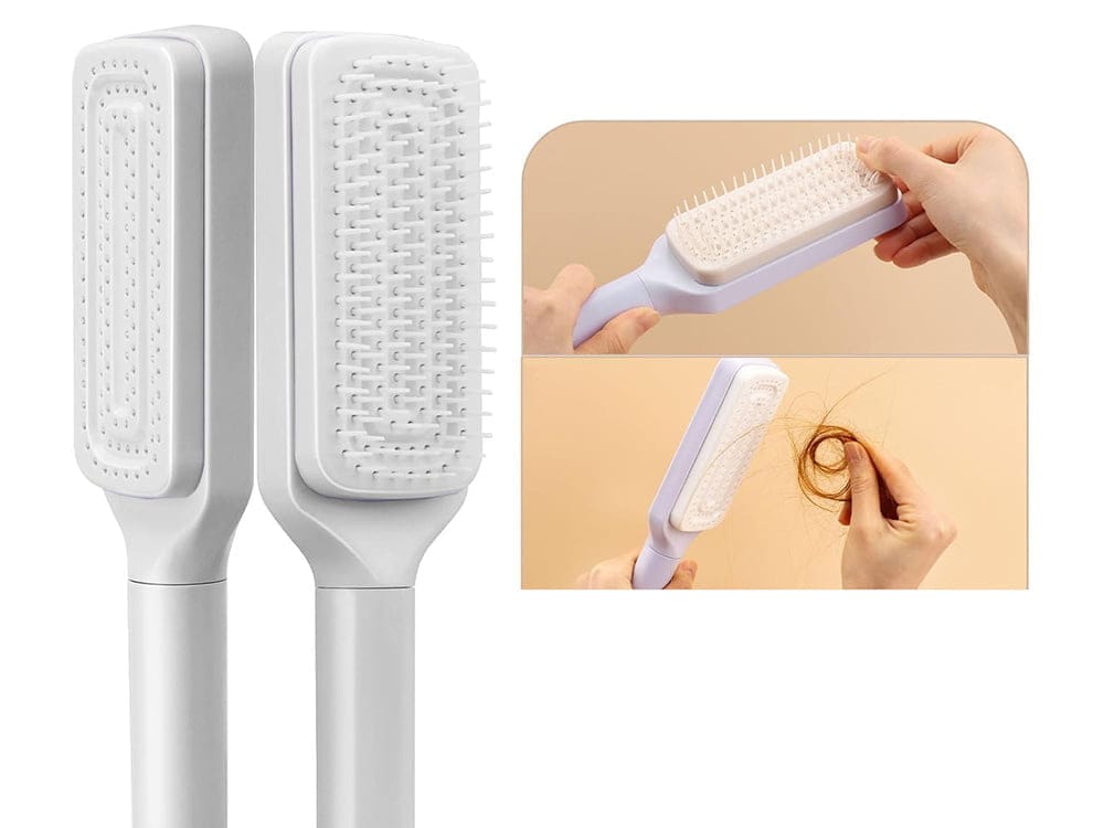 Antistatic self-cleaning hair detangling brush