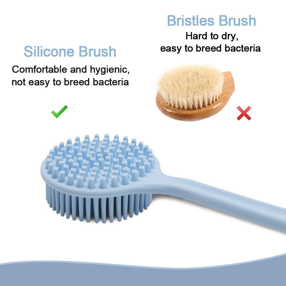 Silicone Back Scrubber Brush with Long Handle (1 Pc)